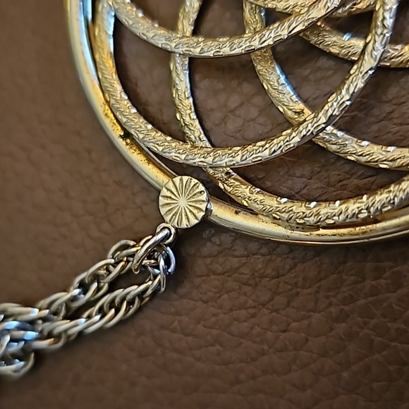 Vintage 1950s Spirograph Atomic Celtic Mandala Pendant Chain Necklace - Picture 4 of 5